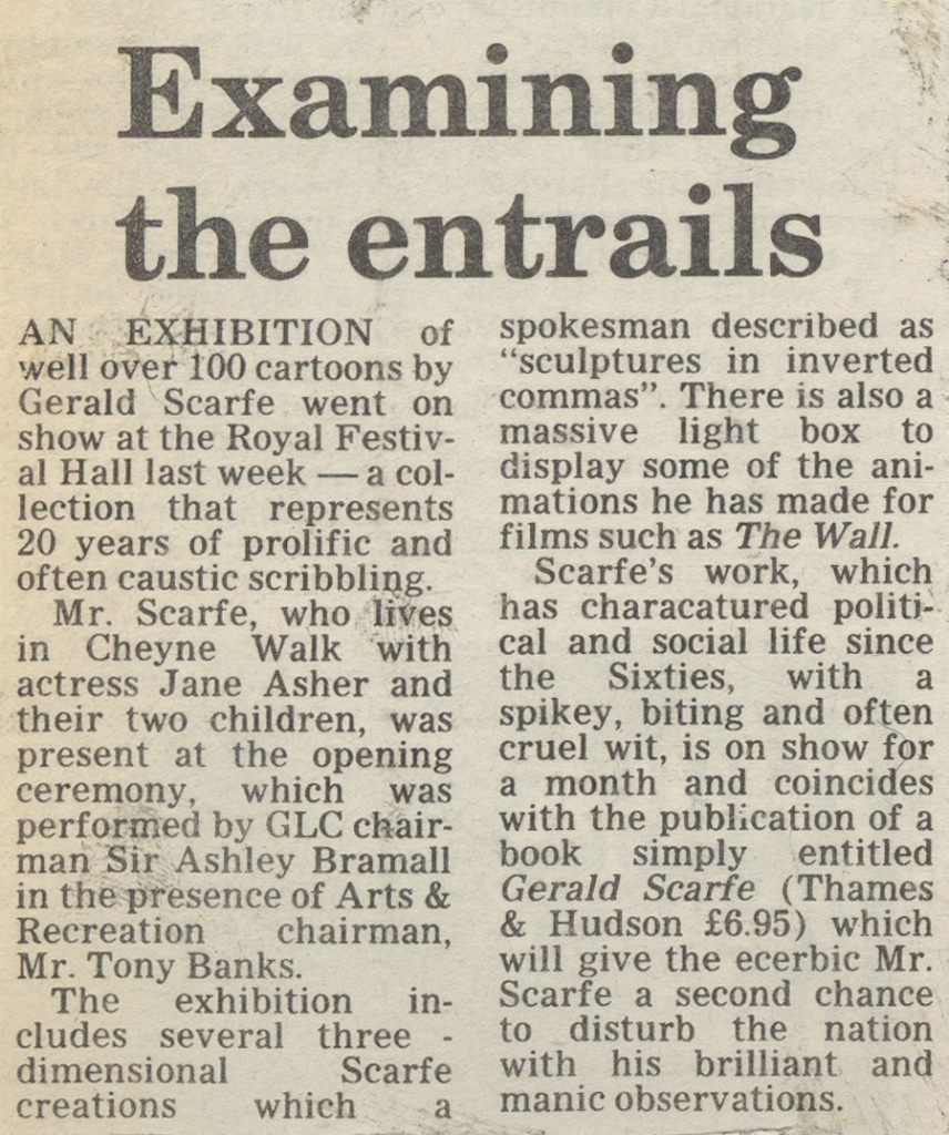 19830318 CARTOONIST GERALD SCARFE ROYAL FESTIVAL HALL EXHIBITION CN.jpg